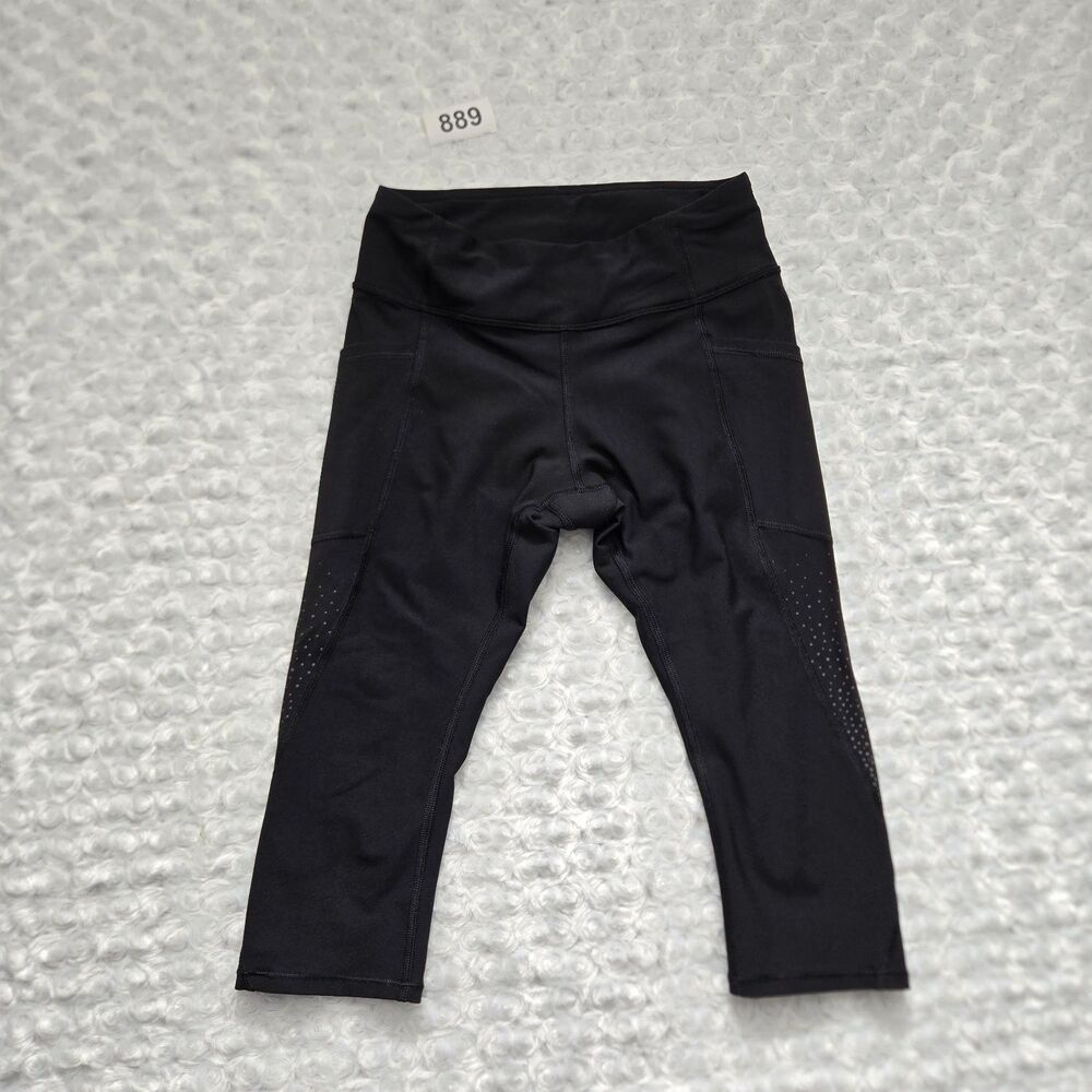 Lululemon Speed Up Crop Leggings Womens 6 Black Dot Panels Zipper Pocket